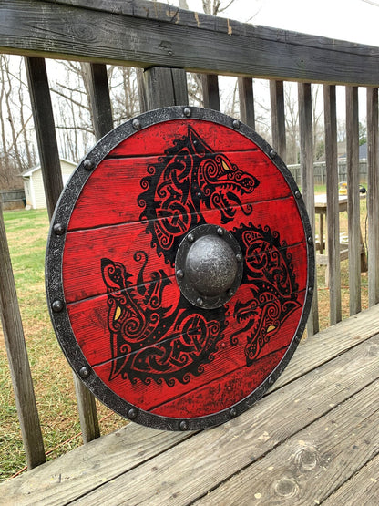 Skorter | Eivor Valhalla Raven Battle Damaged Viking Wooden Shield 30CM