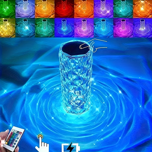 Skorter | CrystalBloom - Adjustable RGB Table Lamp with USB Rechargeable Lithium Battery and Flower Design