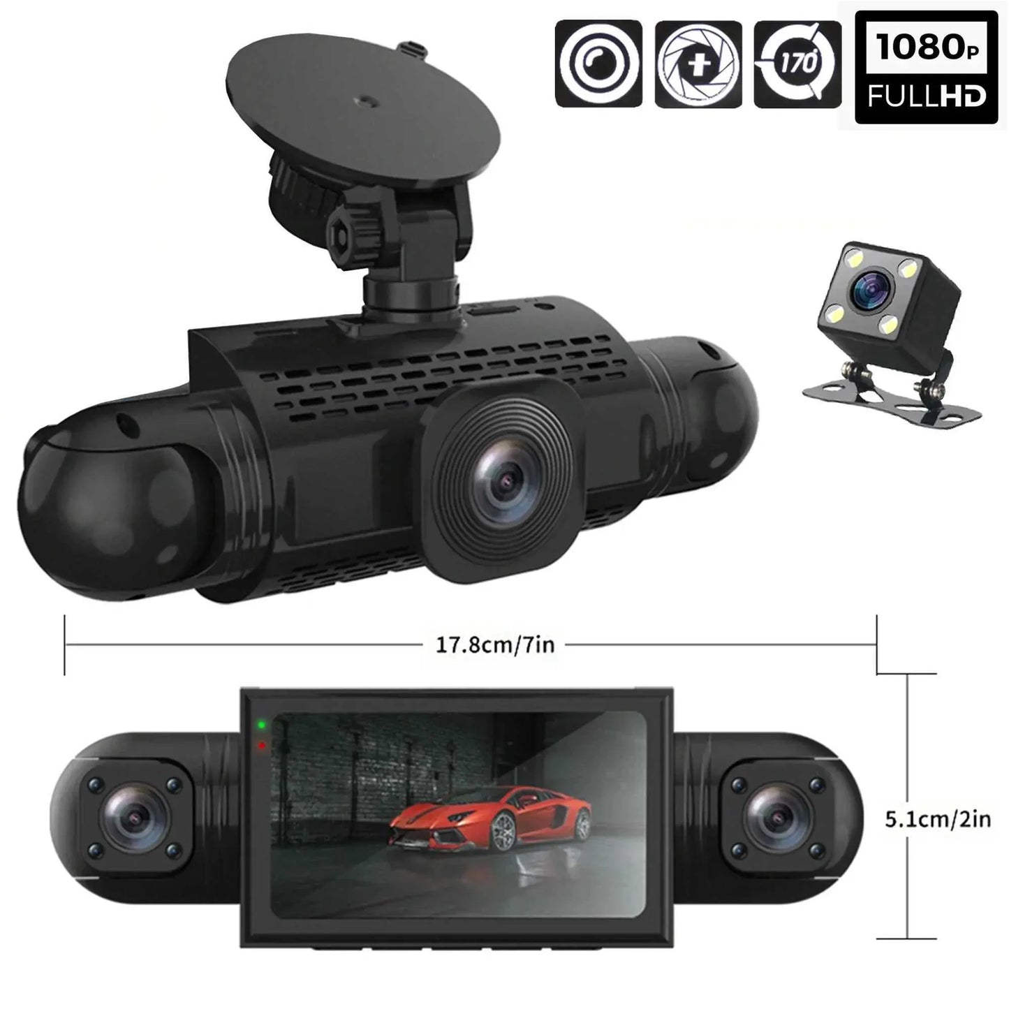 Skorter | 360° Car Dashcam | DashGard Pro CX360 | Full HD Driving Recorder with Night Vision & Parking Monitor