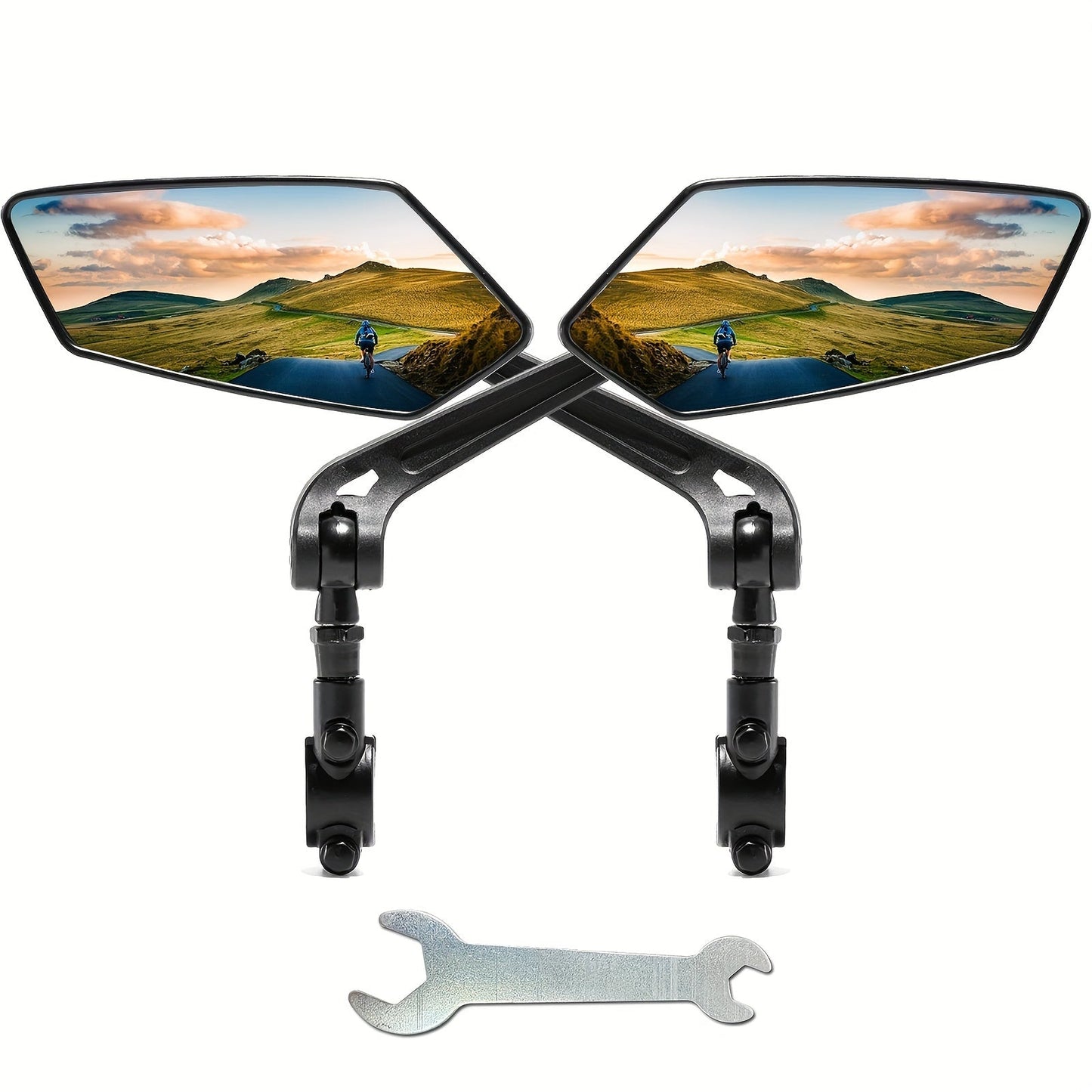 Skorter | 2pcs Bicycle Handlebar Mirror – Adjustable Wide Angle Rearview Mirrors & 360° Rotating Safety Glass Design for Bicycle, E-bike, Scooter & Snow Bike