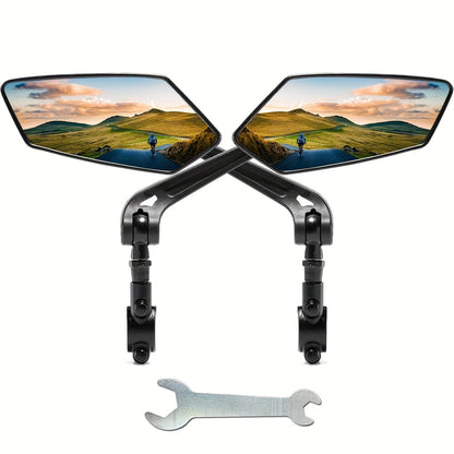Skorter | 2pcs Bicycle Handlebar Mirror – Adjustable Wide Angle Rearview Mirrors & 360° Rotating Safety Glass Design for Bicycle, E-bike, Scooter & Snow Bike