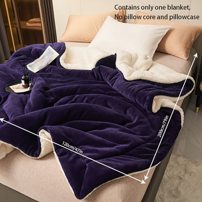 Skorter | Dark Purple Double-sided Blanket of Milk Fleece and Lambswool – Casual and Comfortable for Sofa and Bed