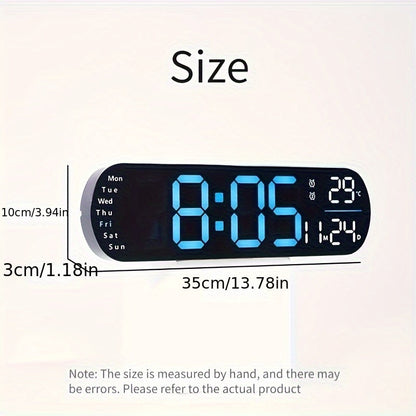 Skorter | LumoView - Slim LED Wall Clock with Temperature and Calendar