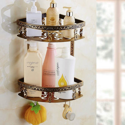 Skorter | Antique Bronze Bathroom Hardware Set – Towel Holder, Toilet Paper Holder, Brush Holder | Space-Saving Aluminum Bath Accessories