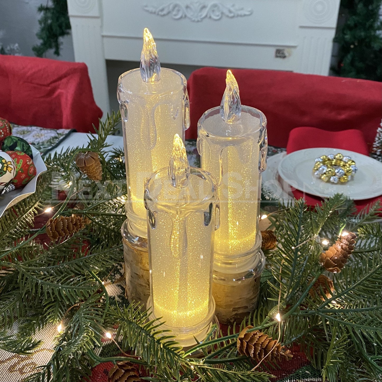 Skorter | 4 Pcs - Elegant LED Warm White Crystal Centerpiece Light
