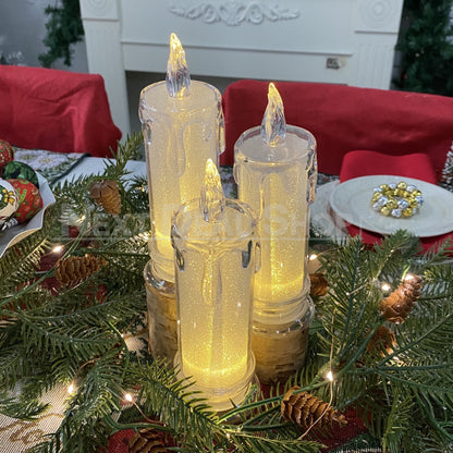 Skorter | 4 Pcs - Elegant LED Warm White Crystal Centerpiece Light