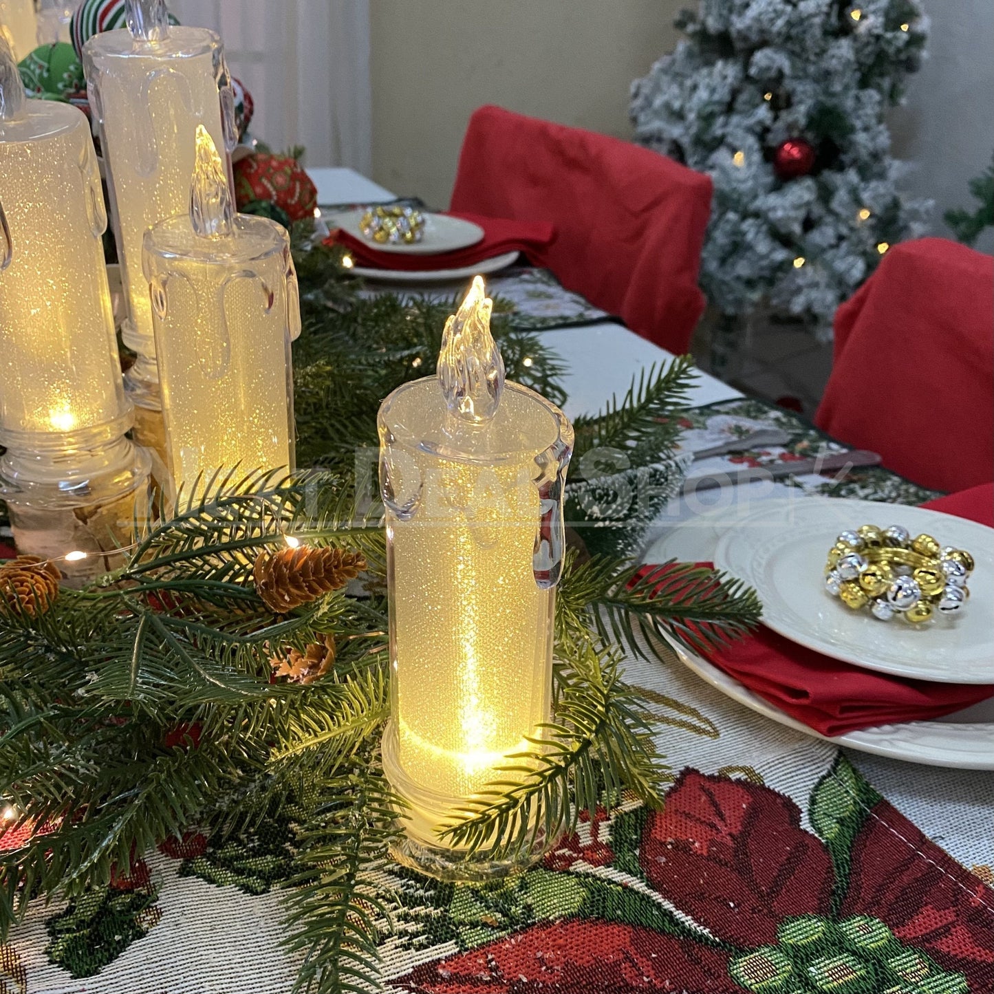 Skorter | 4 Pcs - Elegant LED Warm White Crystal Centerpiece Light