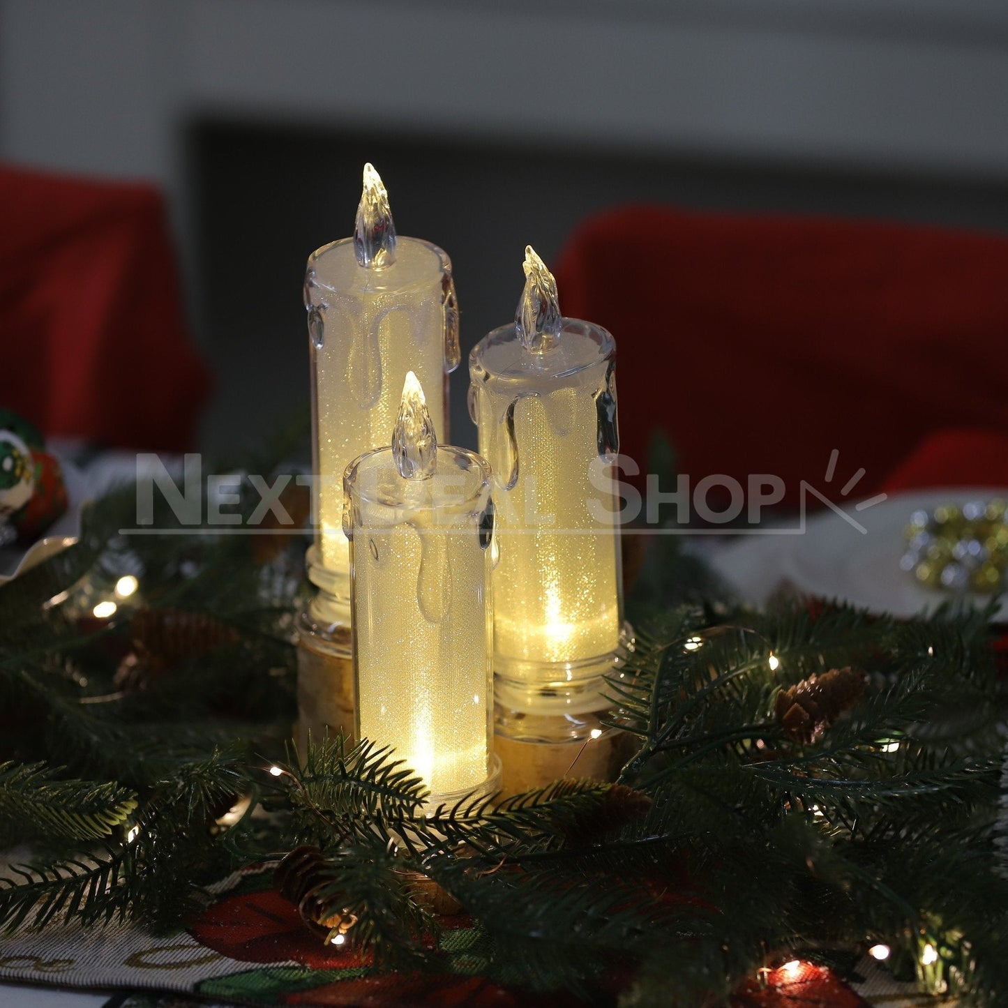 Skorter | 4 Pcs - Elegant LED Warm White Crystal Centerpiece Light