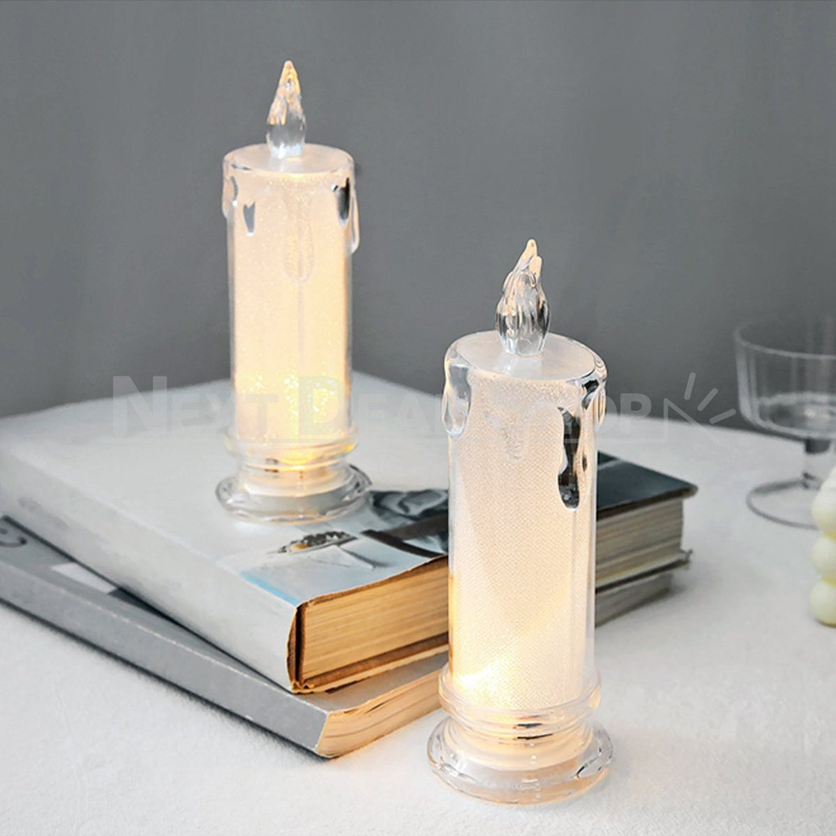 Skorter | 4 Pcs - Elegant LED Warm White Crystal Centerpiece Light