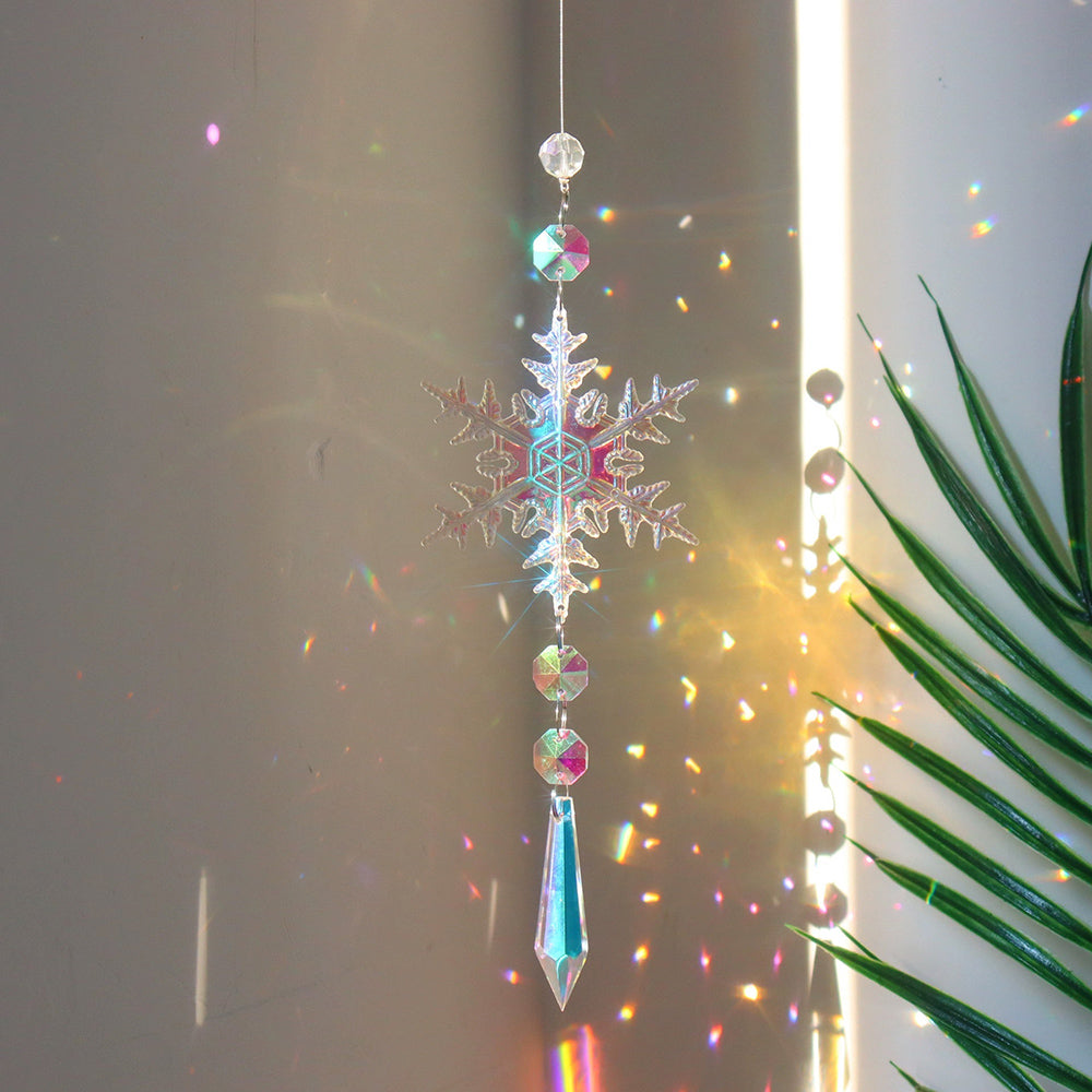 Skorter | 4 Pcs - Iridescent Snowflake Crystal Sun Catcher