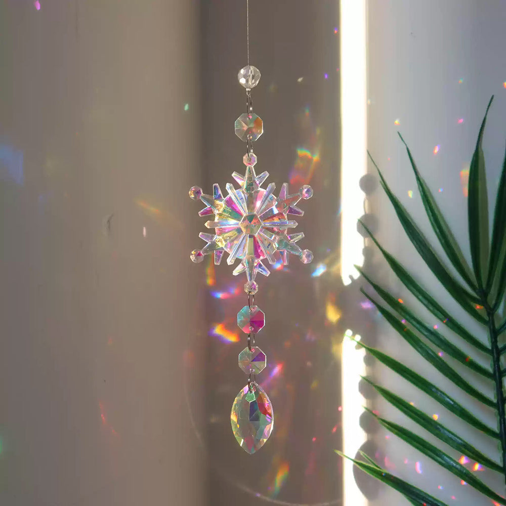 Skorter | 4 Pcs - Iridescent Snowflake Crystal Sun Catcher