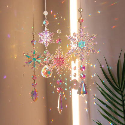 Skorter | 4 Pcs - Iridescent Snowflake Crystal Sun Catcher