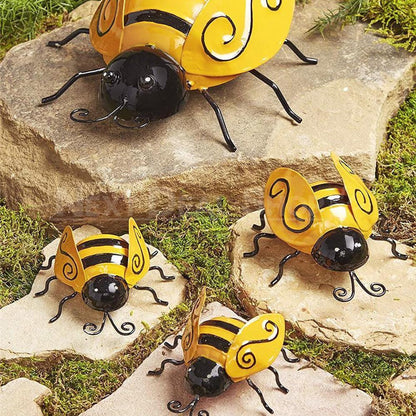 Skorter | 4 Pcs Metal Bumblebee Wall Decor