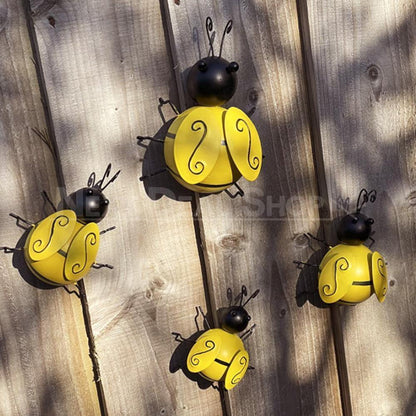 Skorter | 4 Pcs Metal Bumblebee Wall Decor