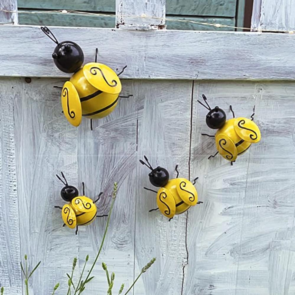 Skorter | 4 Pcs Metal Bumblebee Wall Decor
