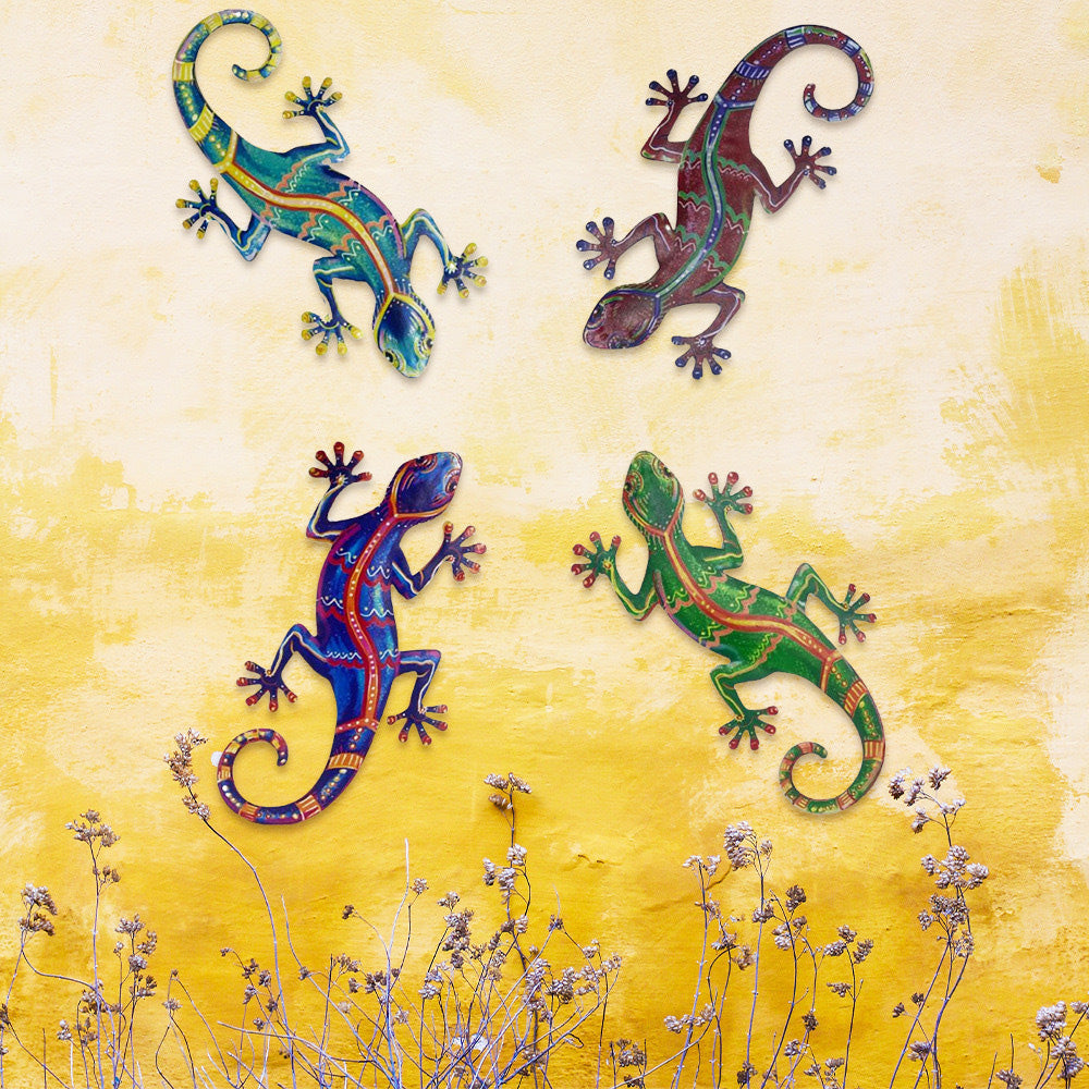 Skorter | 4 Pcs - Metal Gecko Wall Art Decor