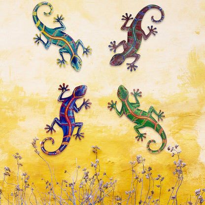 Skorter | 4 Pcs - Metal Gecko Wall Art Decor