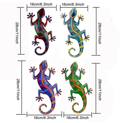 Skorter | 4 Pcs - Metal Gecko Wall Art Decor