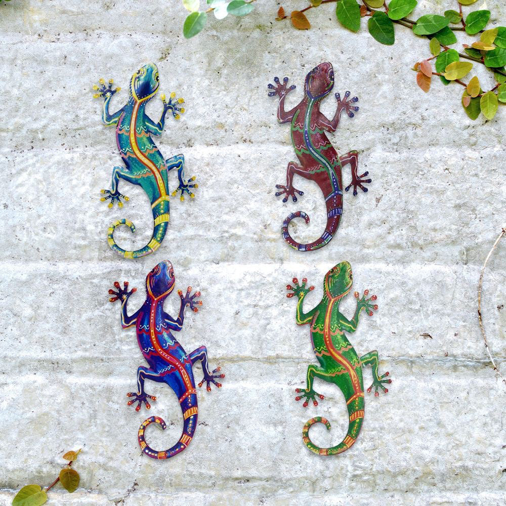 Skorter | 4 Pcs - Metal Gecko Wall Art Decor