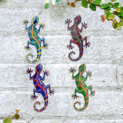 Skorter | 4 Pcs - Metal Gecko Wall Art Decor