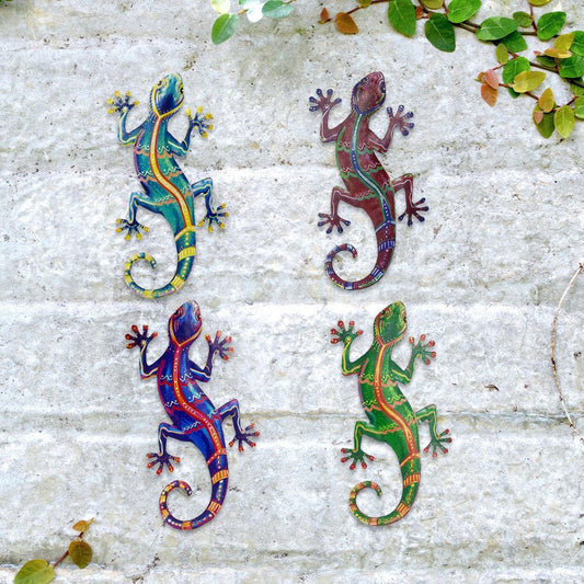 Skorter | 4 Pcs - Metal Gecko Wall Art Decor