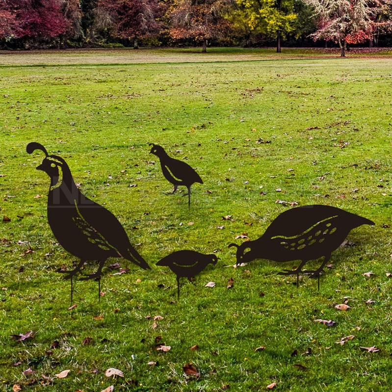 Skorter | 4 pcs - Metal Swallow Family Garden Stake