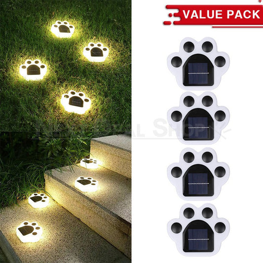 Skorter | 4 Pcs - Solar Powered Paw Print Tray Light