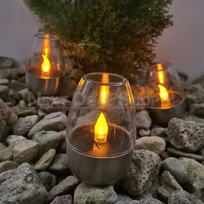 Skorter | 4 Pcs - Battery-operated stainless steel LED candles
