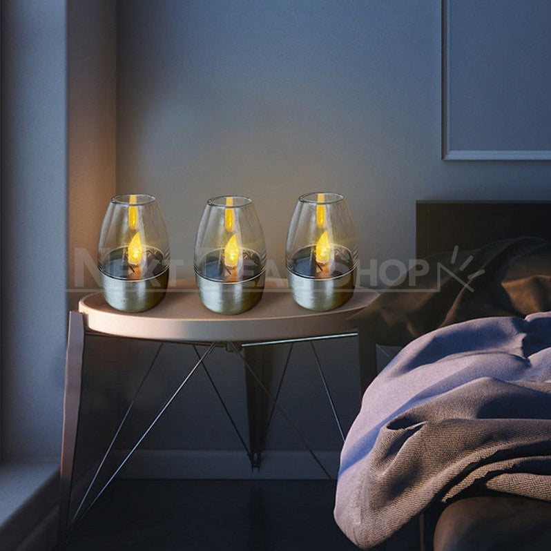 Skorter | 4 Pcs - Battery-operated stainless steel LED candles