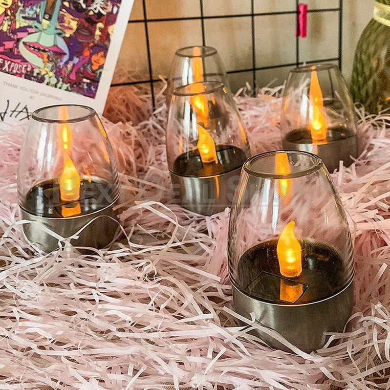Skorter | 4 Pcs - Battery-operated stainless steel LED candles