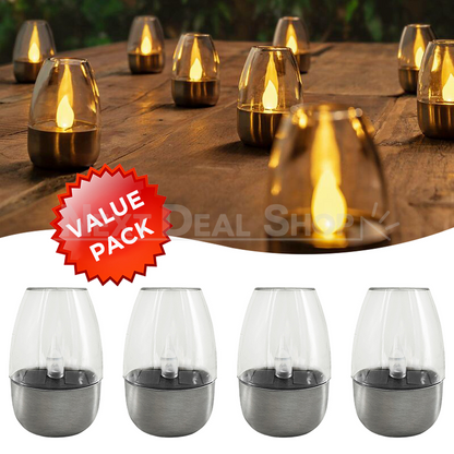 Skorter | 4 Pcs - Battery-operated stainless steel LED candles