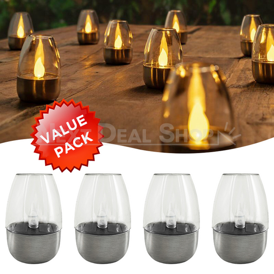 Skorter | 4 Pcs - Battery-operated stainless steel LED candles