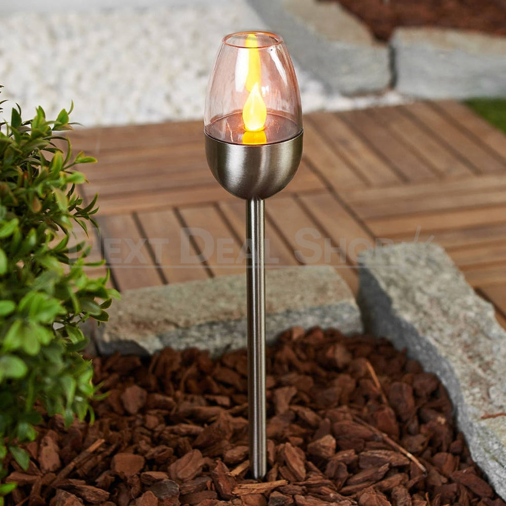 Skorter | 4 Pcs - Solar Powered Stainless Steel LED Candelabra