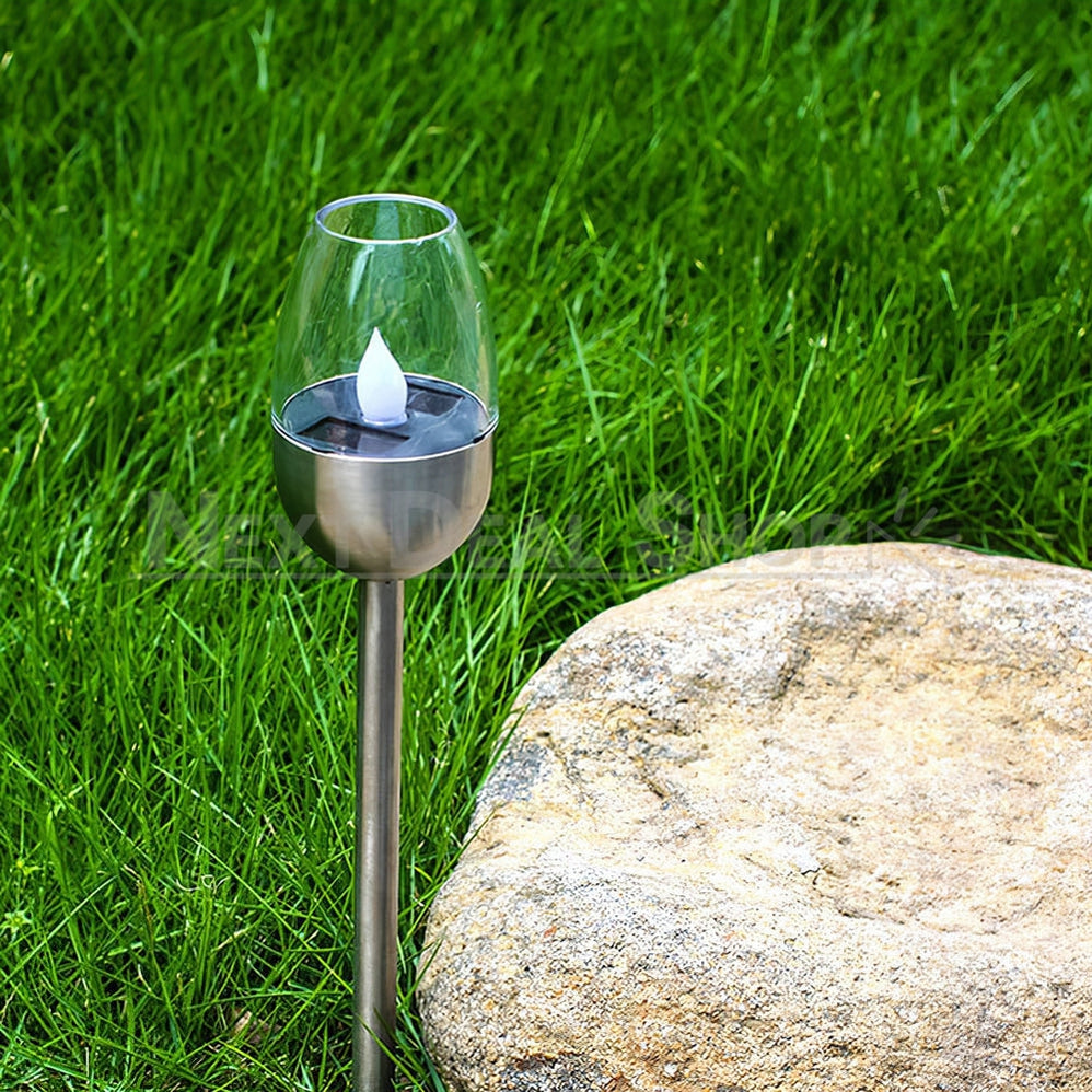 Skorter | 4 Pcs - Solar Powered Stainless Steel LED Candelabra