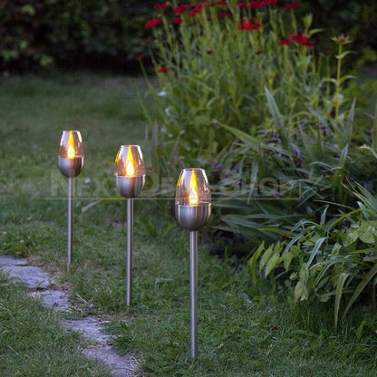 Skorter | 4 Pcs - Solar Powered Stainless Steel LED Candelabra
