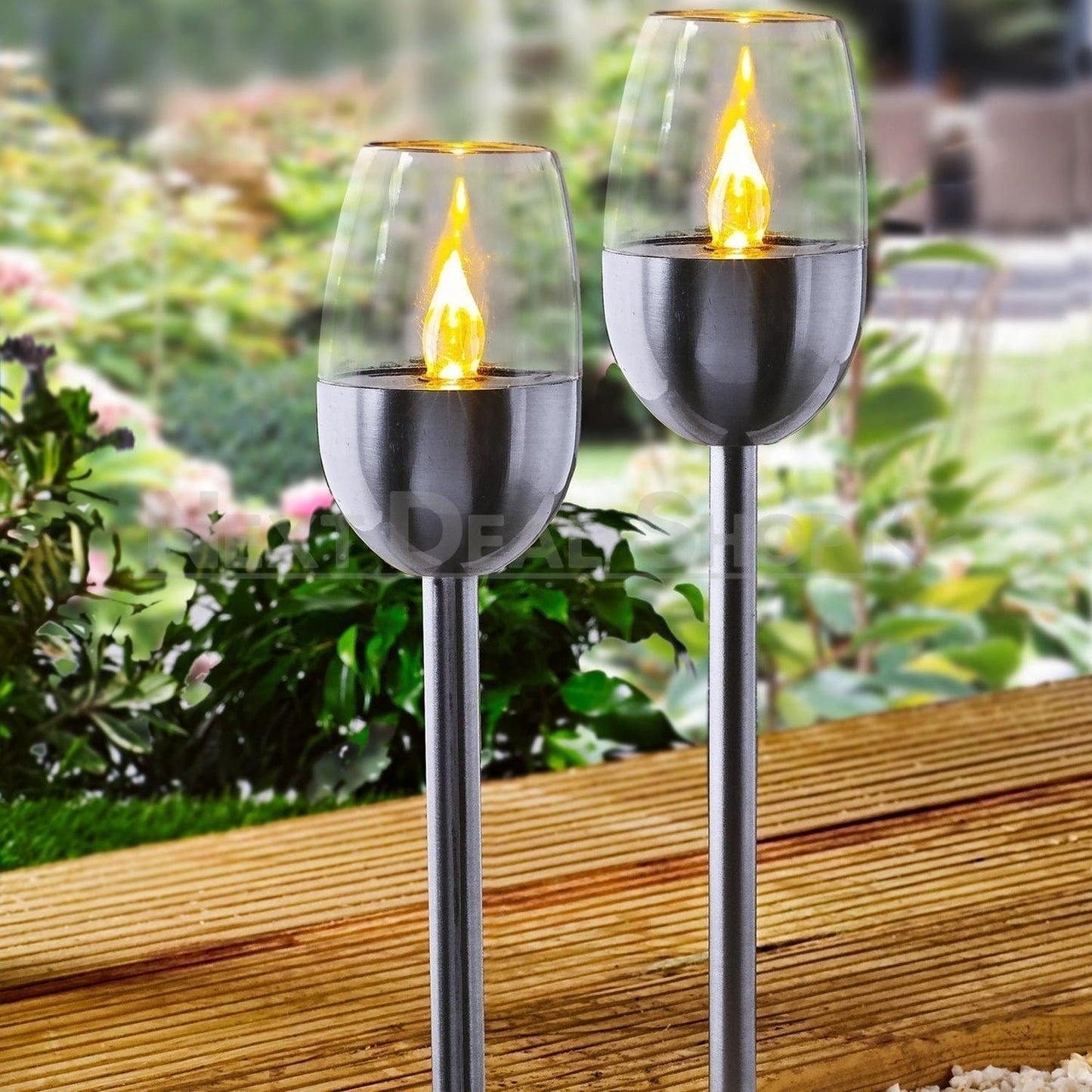 Skorter | 4 Pcs - Solar Powered Stainless Steel LED Candelabra