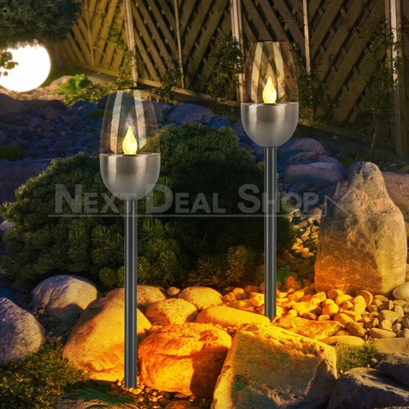 Skorter | 4 Pcs - Solar Powered Stainless Steel LED Candelabra