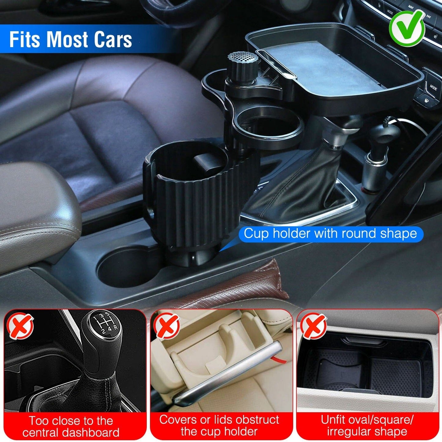 Skorter | 4-in-1 Car Cup Holder Tray Table