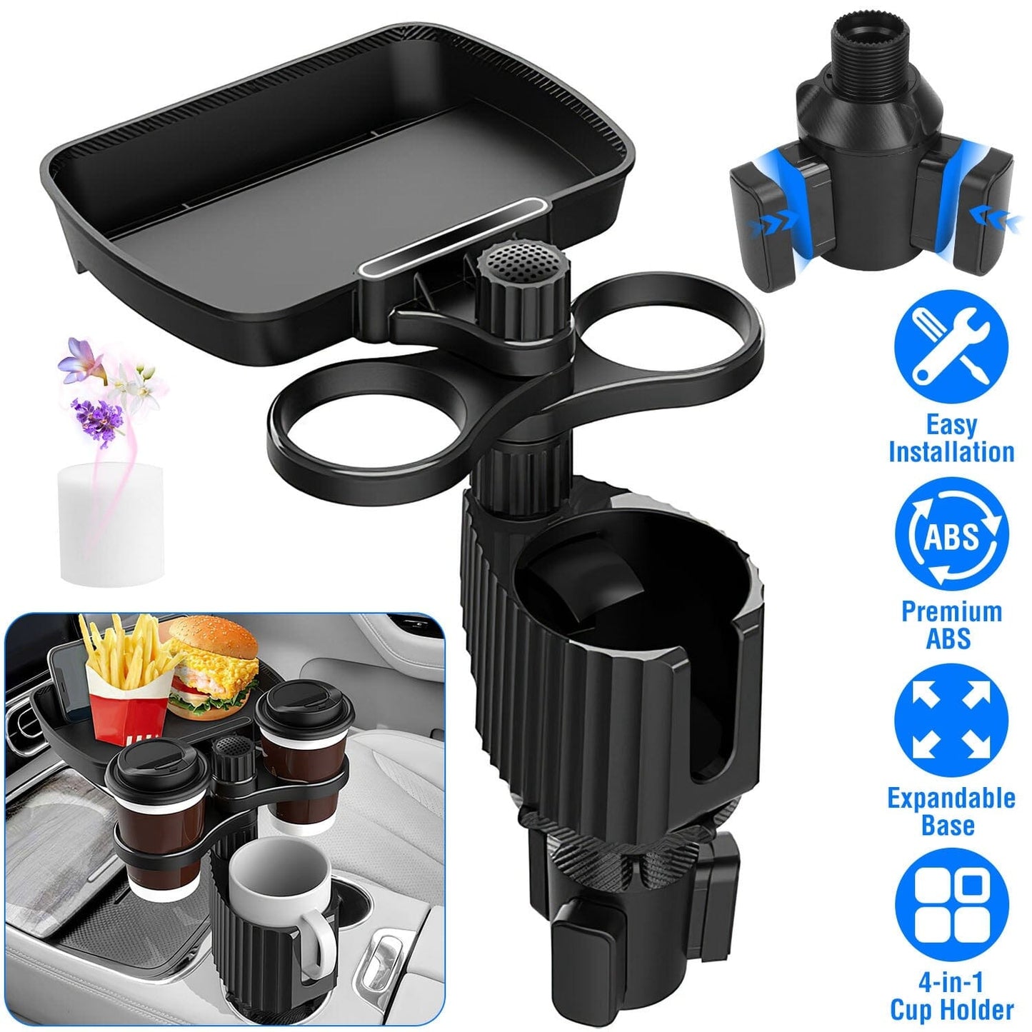 Skorter | 4-in-1 Car Cup Holder Tray Table