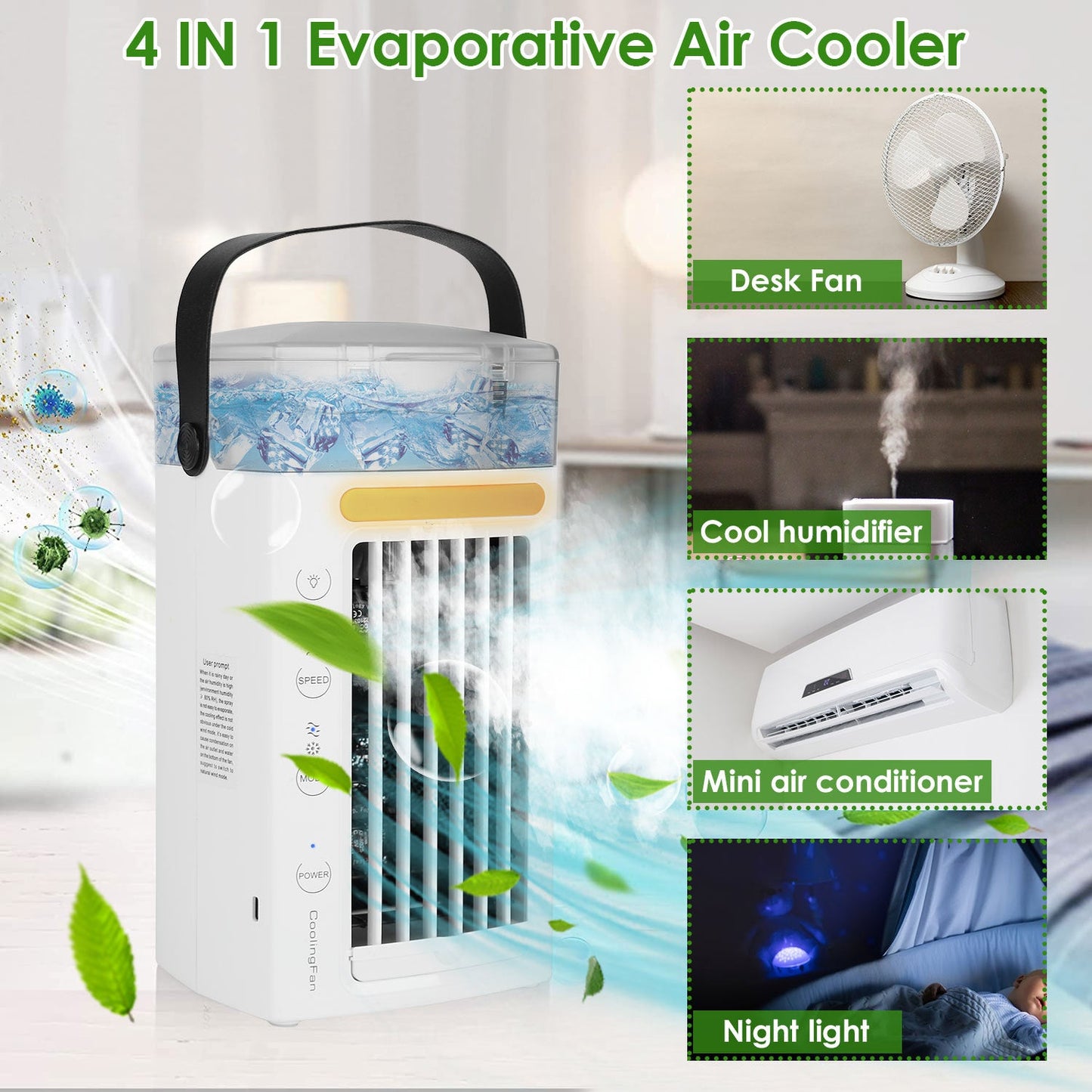 Skorter | 4-in-1 Steam-Generating Water Cooler Water Mist Cooling Fan