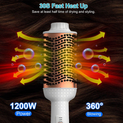 Skorter | 4-in-1 Hair Dryer Brush Curling Styler Volume Lifter Straightener Negative Ion Anti-Frizz