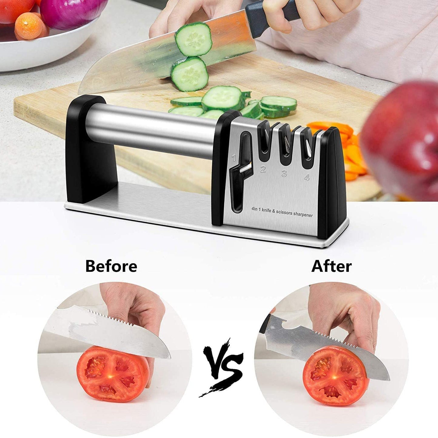 Skorter | 4-in-1 kitchen knife and scissors sharpening tool