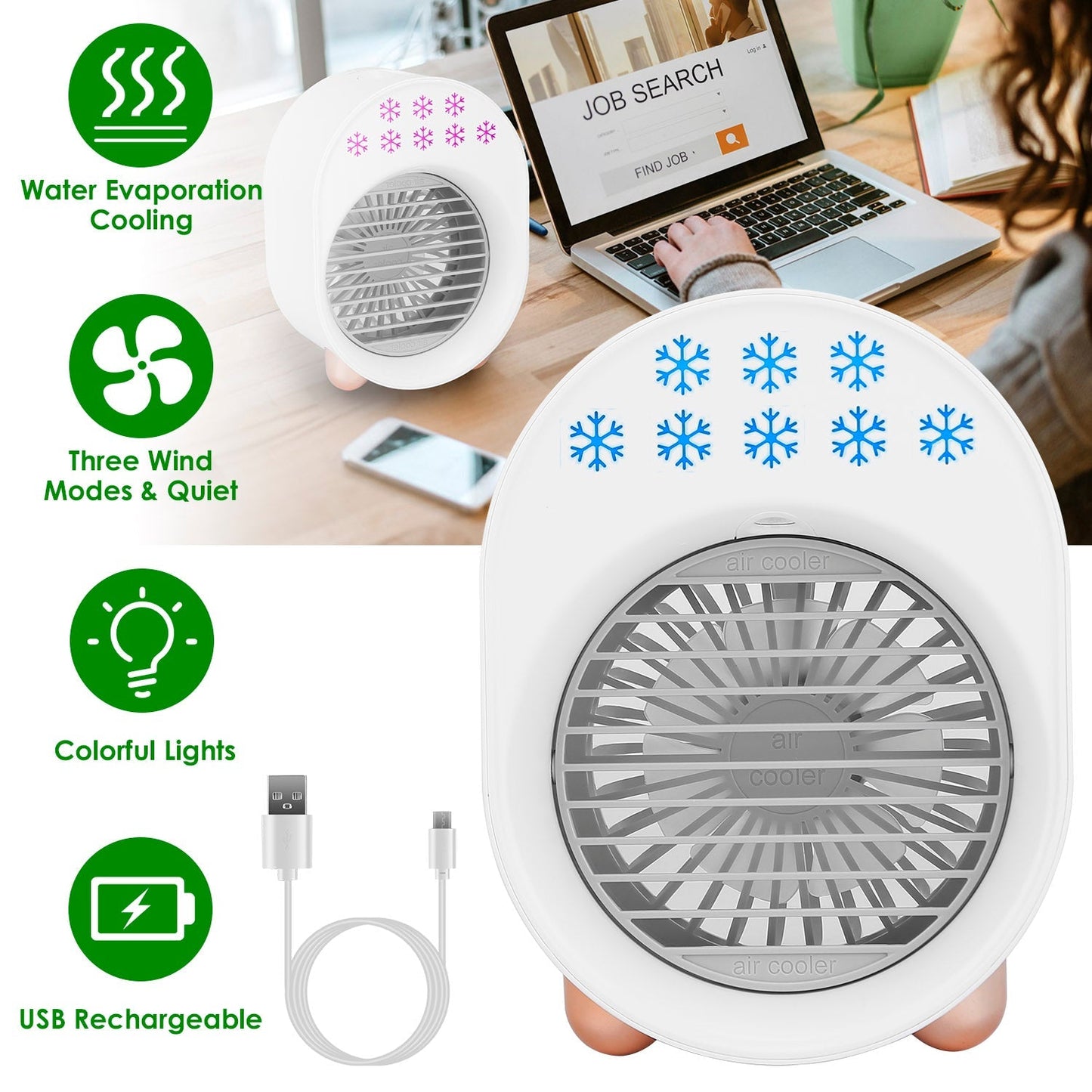 Skorter | 4-in-1 Portable Mini Desk Water Mist Cooling Air Conditioner