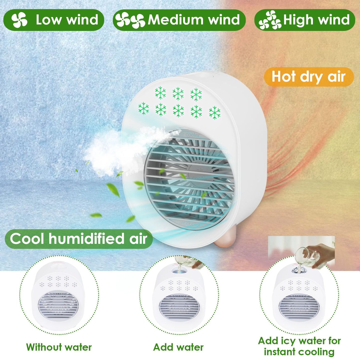 Skorter | 4-in-1 Portable Mini Desk Water Mist Cooling Air Conditioner