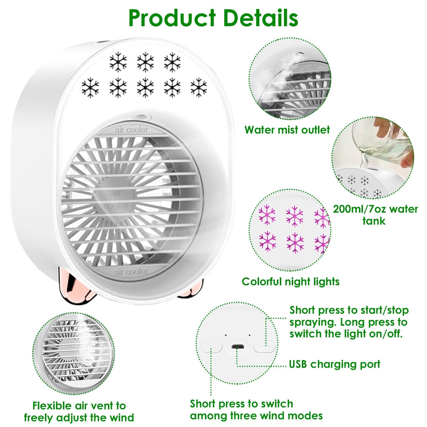 Skorter | 4-in-1 Portable Mini Desk Water Mist Cooling Air Conditioner