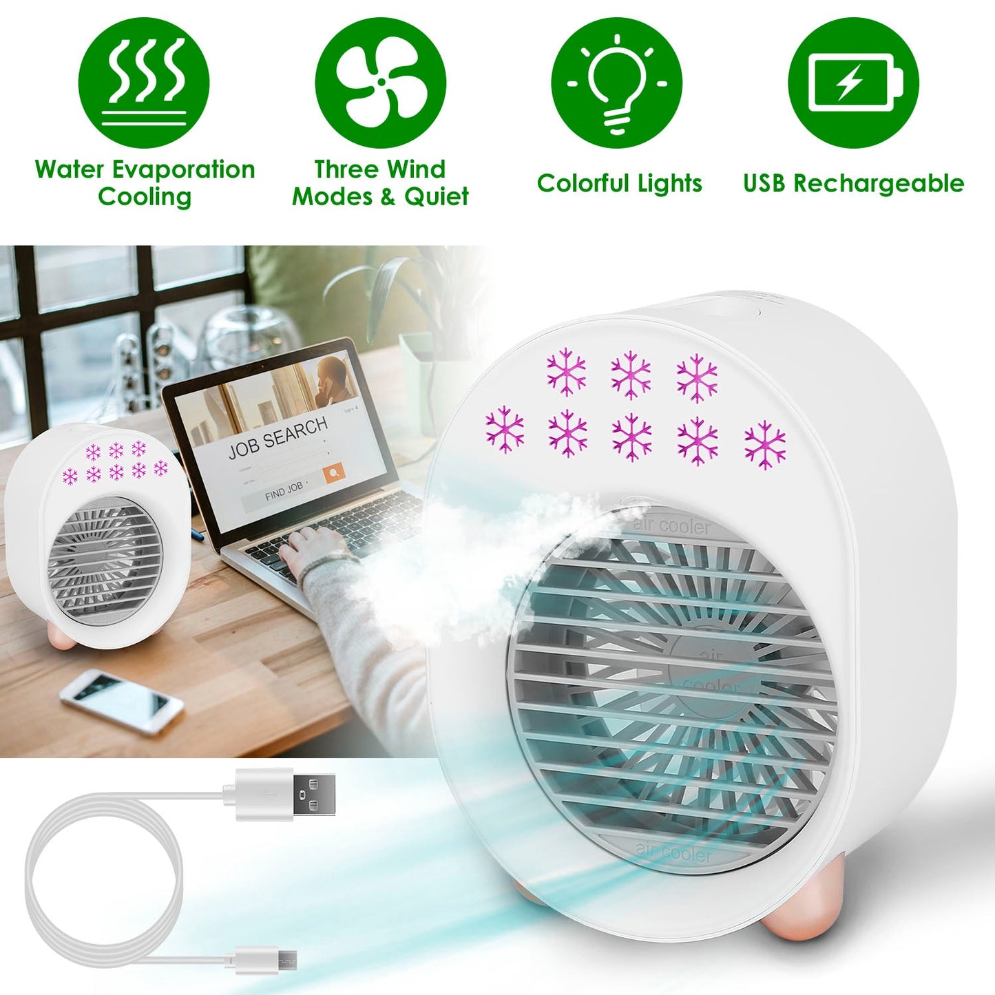 Skorter | 4-in-1 Portable Mini Desk Water Mist Cooling Air Conditioner