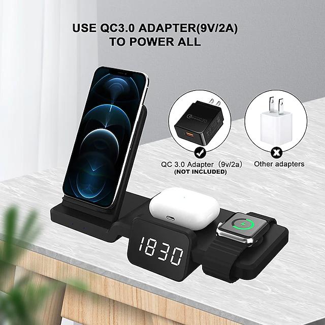 Skorter | 4-in-1 Wireless Charger with LED Digital Clock