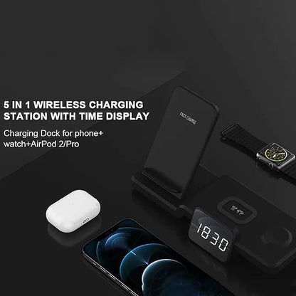 Skorter | 4-in-1 Wireless Charger with LED Digital Clock