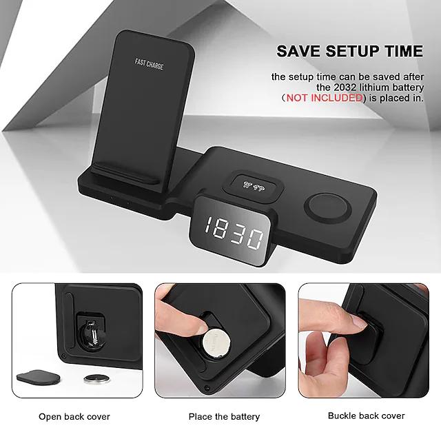Skorter | 4-in-1 Wireless Charger with LED Digital Clock