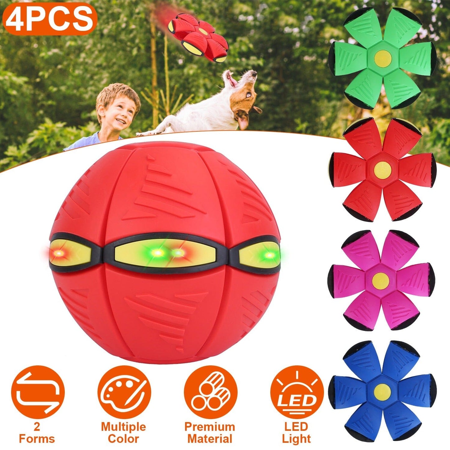 Skorter | 4-pack: Flying saucer ball with LED lights
